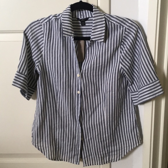 NWT J.CREW Striped Short Sleeve Button Up - Picture 1 of 4